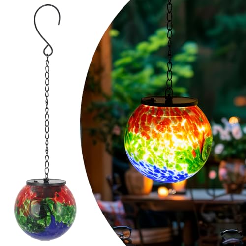 Solar Hanging Lanterns Outdoor Waterproof (Green Splash-ink)