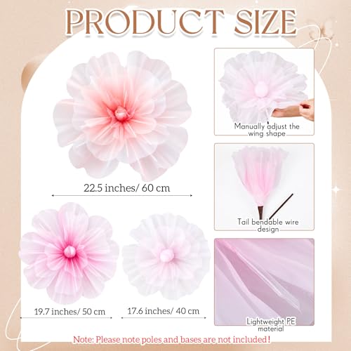 3 Pcs Giant Flowers Decoration for Wedding Reception (Rose / Pink, Rose Red, Orange)