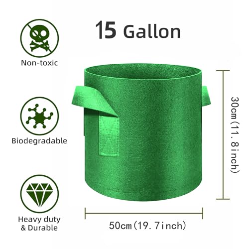 12 Pack 15 Gallon Plant Grow Bags (15 Gallon / Green)