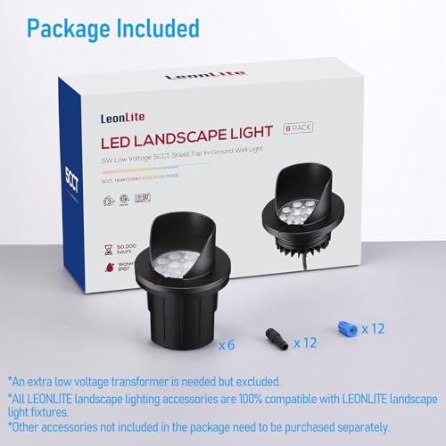 6 Pack Dia.4 Inch 5CCT Well Lights Shielded Top Black (Black)
