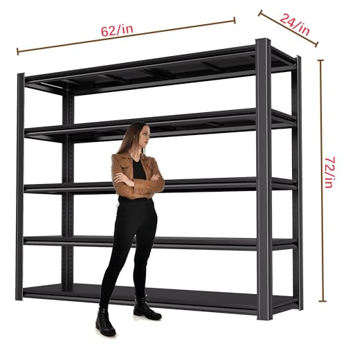 5 Tier Heavy Duty Garage Shelving (5T 62 "W x 24 "D x 72 "H)