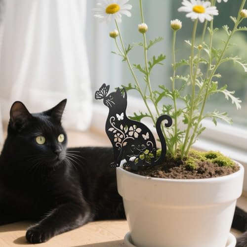Cat Flowers Garden Plant Marker (Cat Flowers and Butterflies)