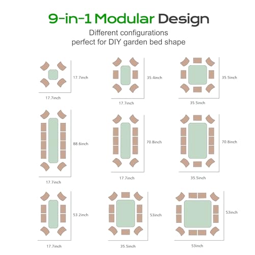 9-in-1 Modular Aluzinc Metal Raised Garden Bed, 89" L x 17.7" W x 17" H, Outdoor Planter Box for Vegetables, Flowers, and Herbs, Beige
