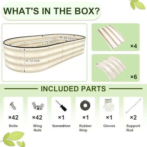 Galvanized Raised Garden Beds Outdoor (White / 8 x 4 x 1 ft)