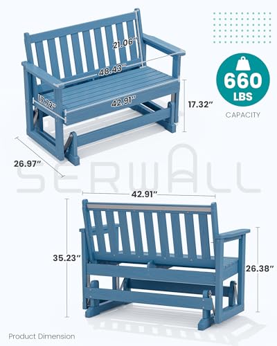 2 Person Patio Glider Bench (Navy Blue / 1 Pack)