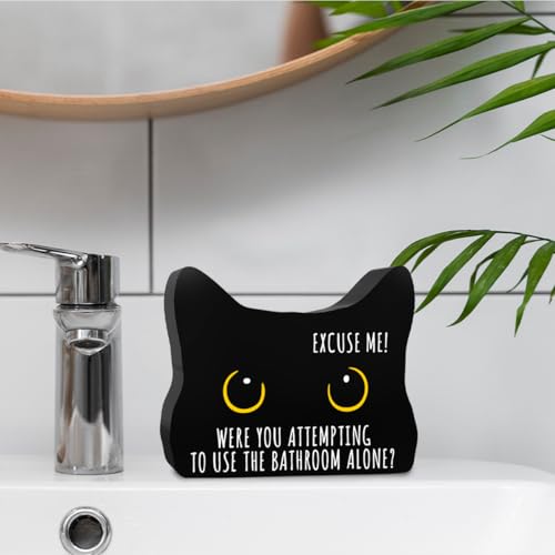 Black Cat Decor Cat Bathroom Decor Were you Attempting to Use the Bathroom lone Funny Acrylic Decors Sign for Home Bathrooms Cats Lover Gifts For Women Men Christmas (CatExuseMe)