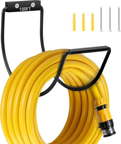 Garden Hose Holder Water Hose Hanger Wall Mounted (Black-1)