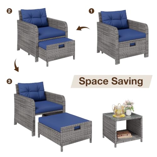 5 Piece Patio Furniture Set (Grey-blue / 5PC)