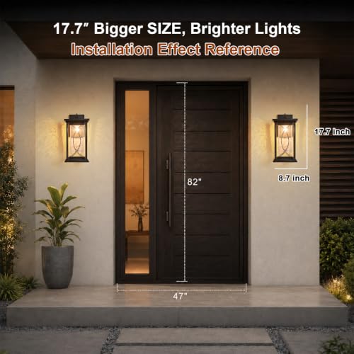 18" Oil Rubbed Bronze Large Outdoor Wall Lantern Dusk to Dawn Coach Light Modern Extra Large Deep Brown Exterior Sconce Waterproof Metal with Crack (Oil Rubbed Bronze-XL)