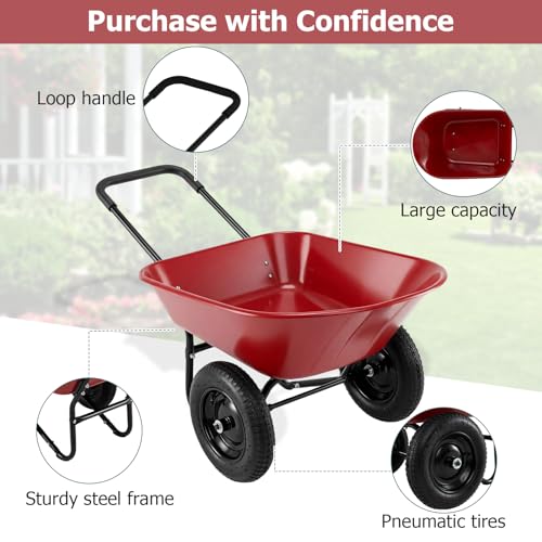 Dual Wheel Wheelbarrow (Red)