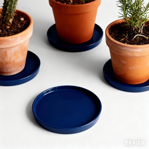 Ceramic Plant Saucer Pot Tray 6 (6+8+10in 3pack / Blue)