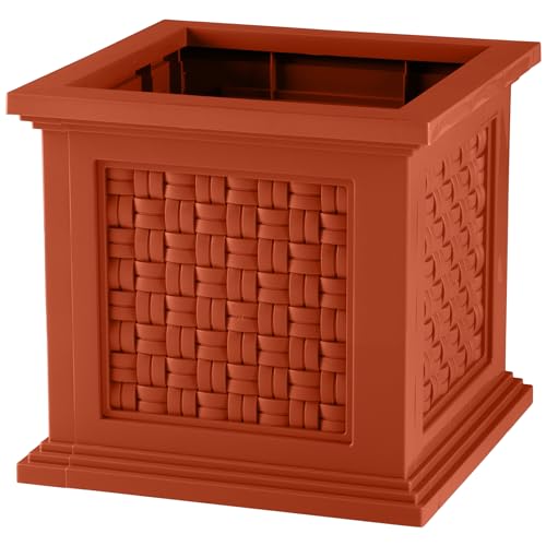 Rattan Style Outdoor Planter Box (Terracotta)