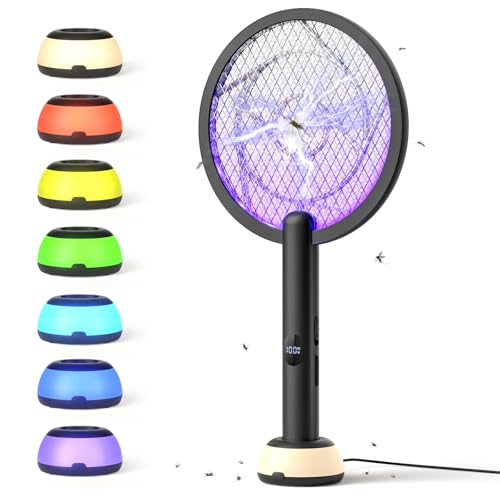 Electric Fly Swatter 4000V Bug Zapper Racket (Black Grey)