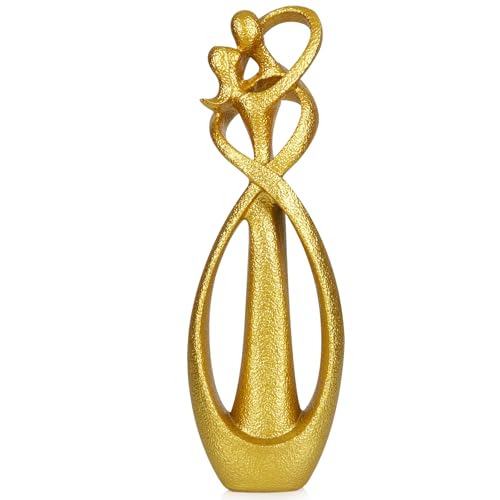 Kissing Lovers Statue Abstract Sculpture (Gold / Large)