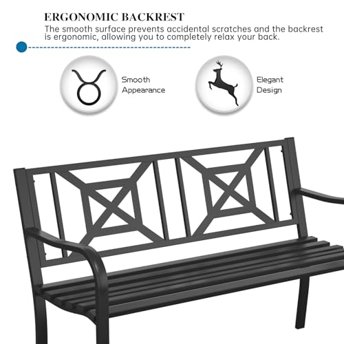 Patio Garden Bench (Black / Geometric)