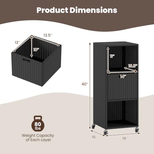 Rattan Outdoor Storage Cabinet (Black)