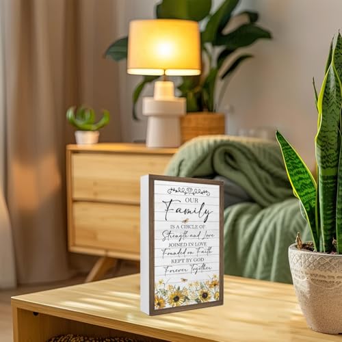 Our Family is a Circle of Strength and Love Wooden Box Sign (Our Family is a Circle of Strength and Love)