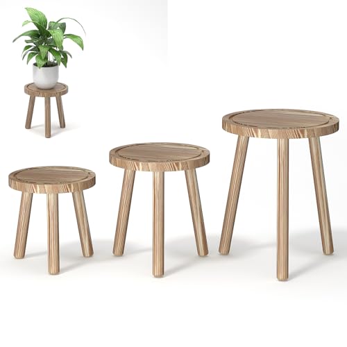 3 Pack Wood Plant Stands Indoor (3 Count)