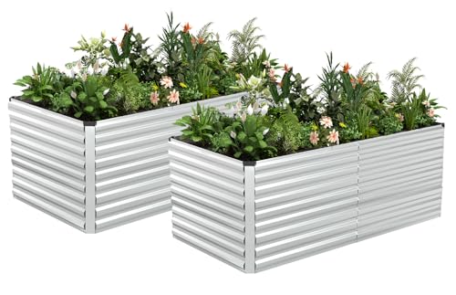 6x3x3ft Outdoor Metal Raised Garden Bed (Silver / 6x3x3 FT-2PC)