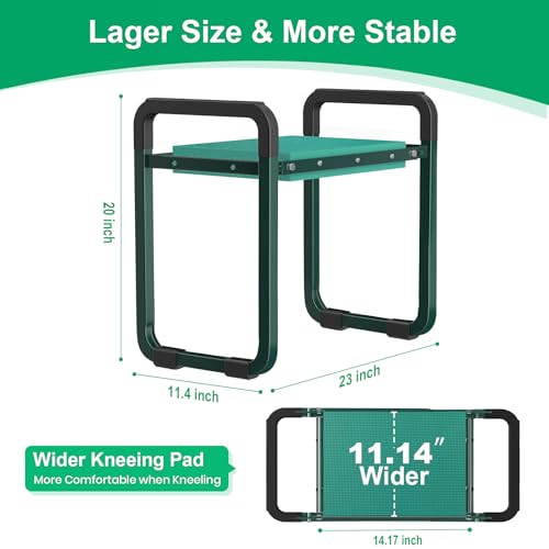 Garden Kneeler and Seat (Green / 11.14" Ultra-Wide Kneeling Pad)