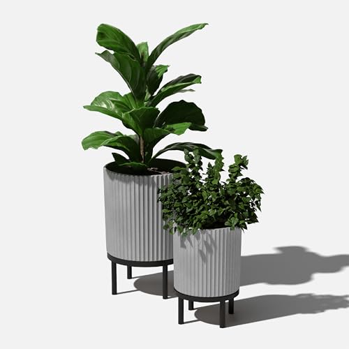 Demi Series Raised Duo Planters (Gray/Black / Bundle)