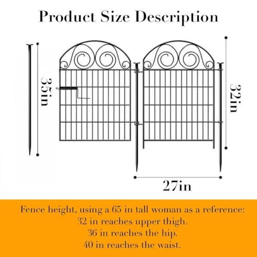 Tall Garden Animal Barrier Fencing with Gate (32''(H)-2panels-4.4ft(L))