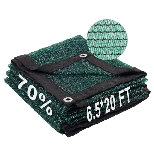 Shade Cloth for Garden (6.5FTx20FT / 70% Shade-Dark Green)