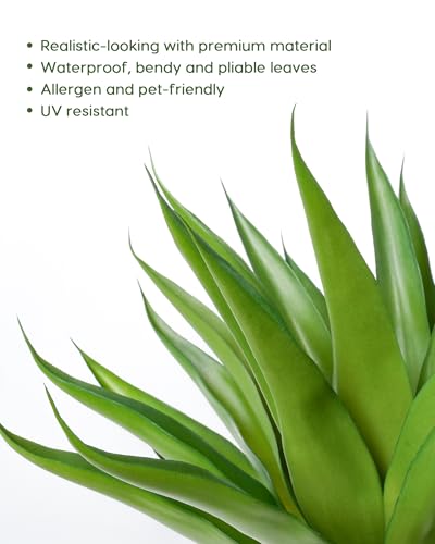 Outdoor Fake Agave Artificial Plant (Green-18 Inch-2 Pack)