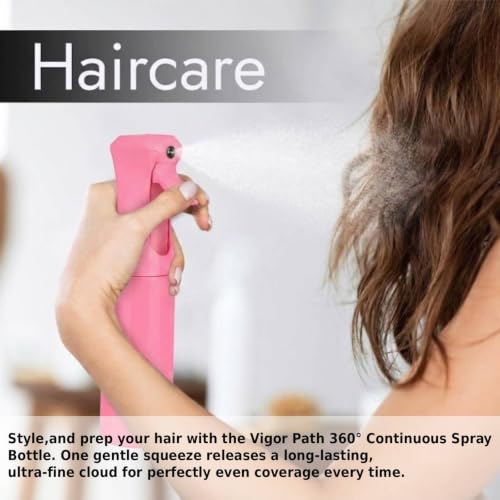 Continuous Mist Pink Spray Bottle 300ml Fine Mist for Hair (Pink - 10oz)