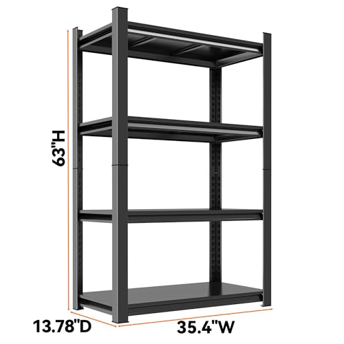63"H Garage Shelving Heavy Duty Rack (4-Tier 63"H×35.4"W×13.78"D)