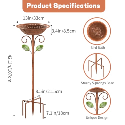 Metal Bird Bath for Outside Garden Birdbath Bowl