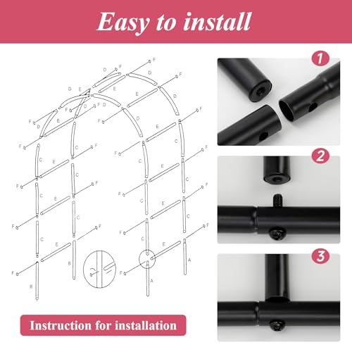 Thickened Tube Garden Arch Trellis (7.9ft Hx4.6ft W / 6.4ft Hx7.6ft W)