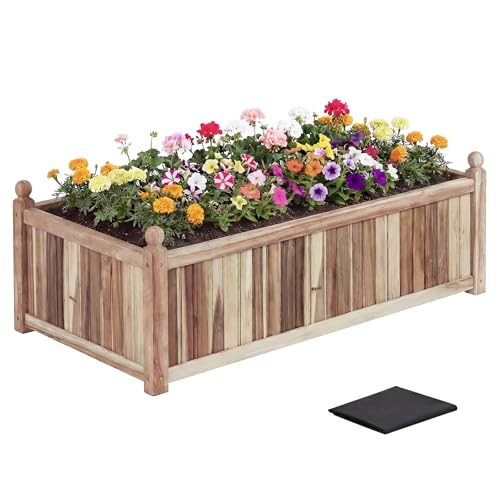 Acacia Wood Raised Garden Bed (Weathered Gray / 44”x23”x16”)