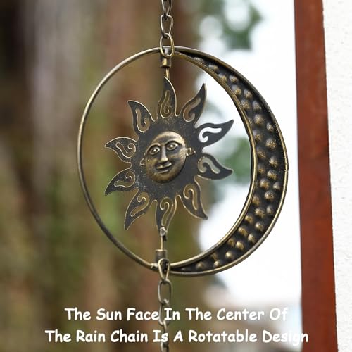 Decorative Sun and Moon Rain Chain (Copper Sun)