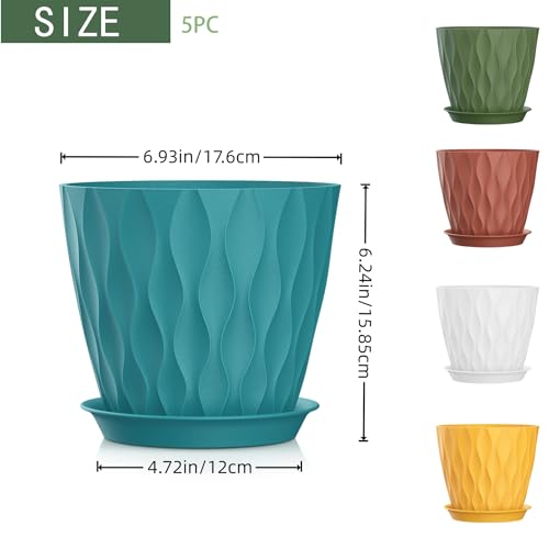 7 Inch Plant Pots 5 Pack (5 Count)