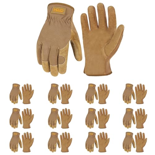 Men Leather Gardening Gloves (12 pair)