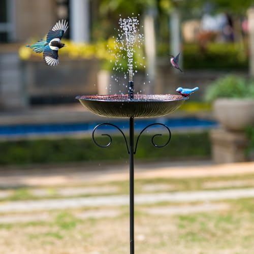 Metal Bird Bath for Outdoor (Brown-2)