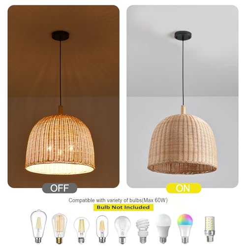 17.7" Rattan Pendant Light (Natural Rattan / 17.7" 3-Light)