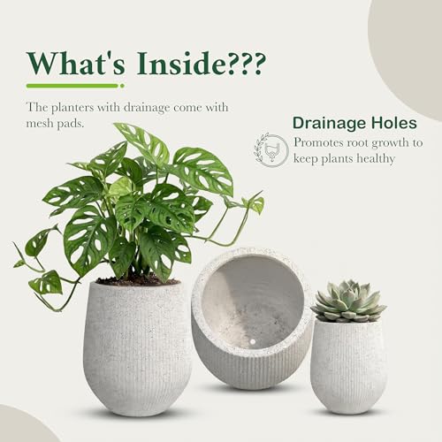 Signature Mount Wilson Modern Indoor Outdoor Fiberstone Tapered Planter (Ribbed White / 11'' D x 12'' H)