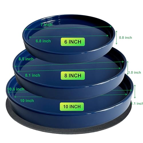 Ceramic Plant Saucer Pot Tray 6 (6+8+10in 3pack / Blue)