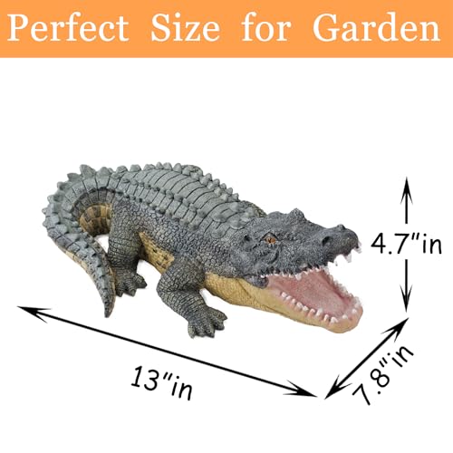 13" Real Crocodile Statue (Multicolor)