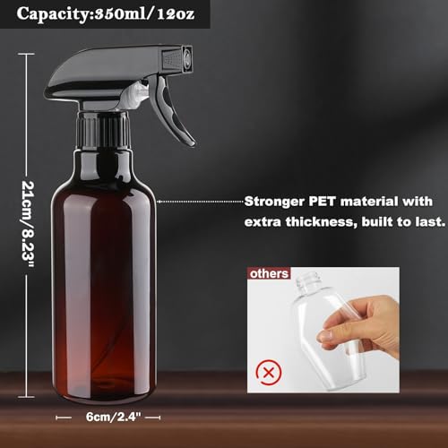 Plastic Spray Bottles 12oz 2 Pack Adjustable Mist (Brown)
