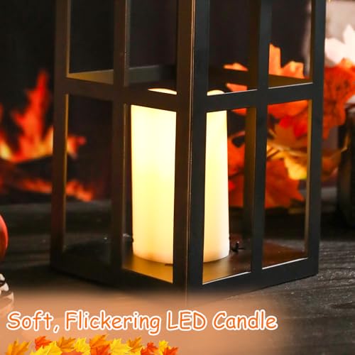 Fall Lanterns LED Candles 2 Pack 17.7 Inch Thanksgiving Decor Timer