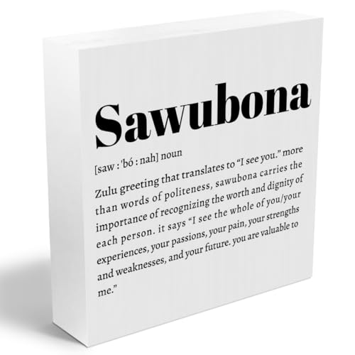Sawubona Self Love Rustic Home Office Decor Wooden Box Sign (White 1240 / Wooden box（5.1 x 5.1 inches）)