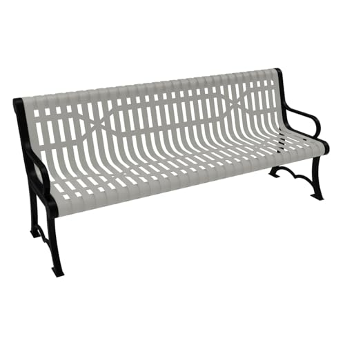 Bench, Gray, 6Ft, with Back, Portable