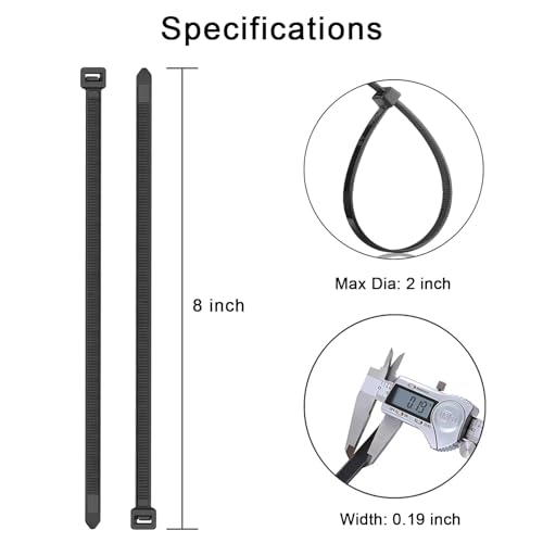 8 Inch Black Nylon Zip Ties (8" (50lb))