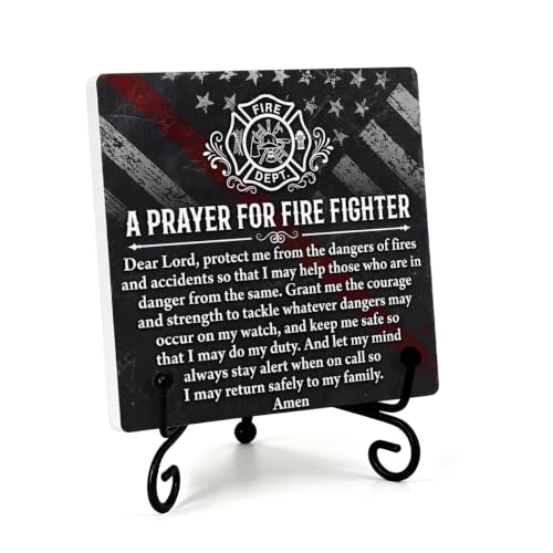 Firefighters Gift for Men Home Office Book Shelf Table Decor 6.3x6.3 In 02 (Multicolor 1722 / Wooden sign with iron frame（6.3 x 6.3 inches）)