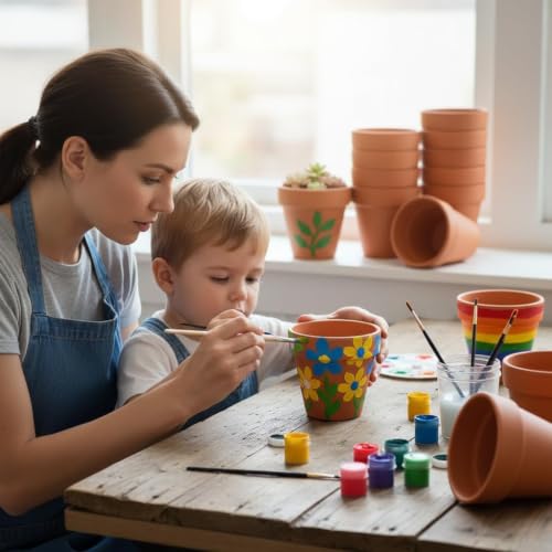 Terracotta Clay Pots with Drainage Holes (4-inch Red)