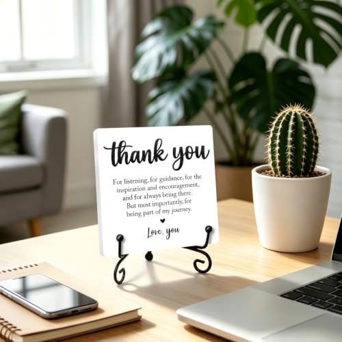Thank You Gift Wooden Plaque for Home Office Book Shelf Table Decor (Multicolor 1741 / Wooden sign with iron frame（6.3 x 6.3 inches）)