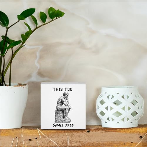 Retro Funny Bathroom Decor Wooden Box Sign 5 x 5 Inches (White 1623 / Wooden box（5.1 x 5.1 inches）)